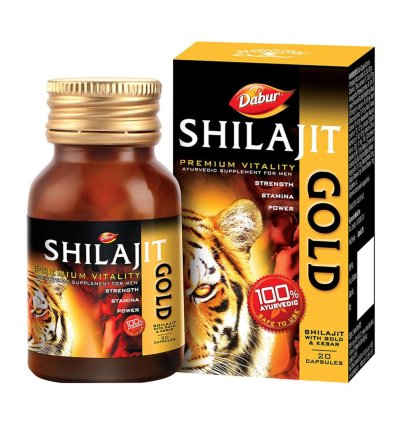 Dabur Shilajit Gold : 100 % Ayurvedic Capsules for Strength , Stamina and Power -20 capsules