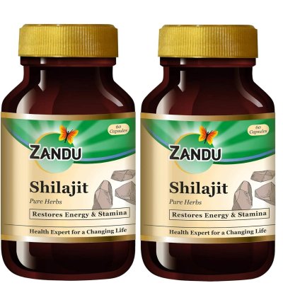 Zandu Shilajit Capsule, 60 capsules x Po2, Original and Pure Himalayan Shilajeet, Boosts Immunity, Strength and Stamina.