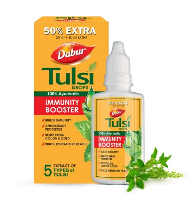 Dabur Tulsi Drops : 30ml (20ml + 10ml Free) | Contains Extracts of 5 Rare Tulsi | Boosts Immunity | Cough And Cold Relief | 100% Ayurvedic | Builds...